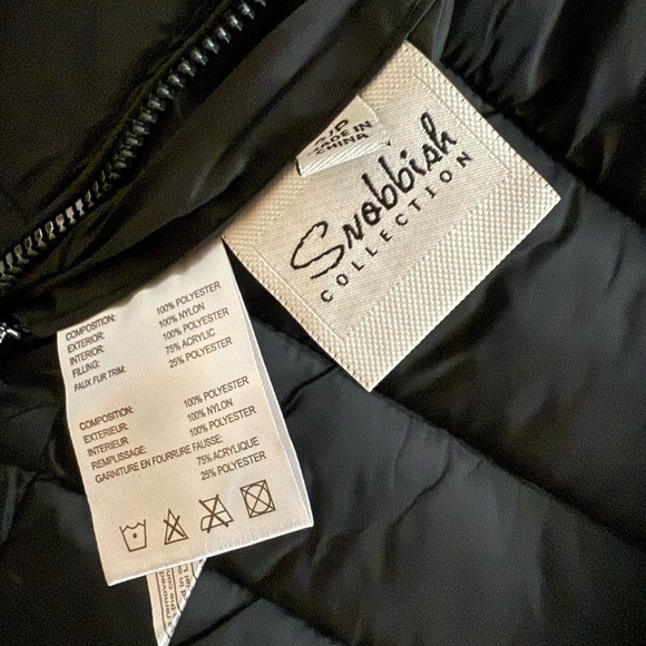 NWT Snobbish Women's double face Black Ski Jacket with Faux Fur Hood Size S - Picture 12 of 17